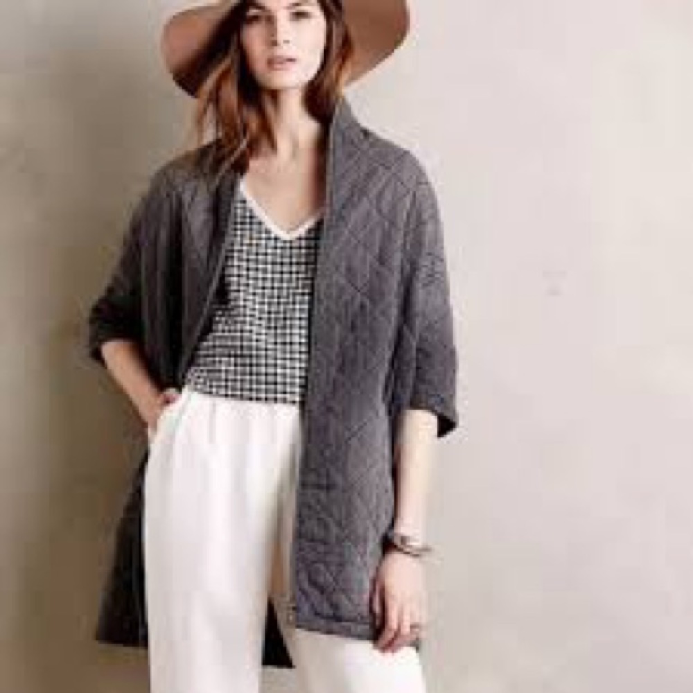 Current/Elliott gray The Quilted knit car coat medium